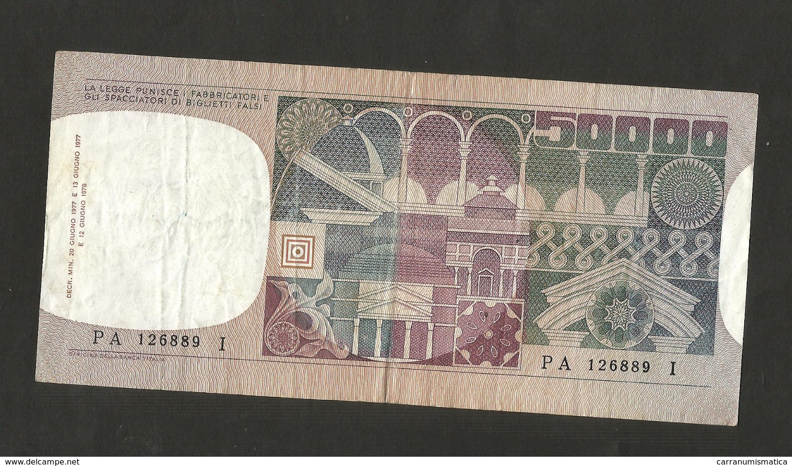 ITALIA - BANCA D´ ITALIA - 50000 Volto Di Donna (Decr. 12 / 06 / 1978 - Firme: Baffi / Stevani) - 50.000 Lire