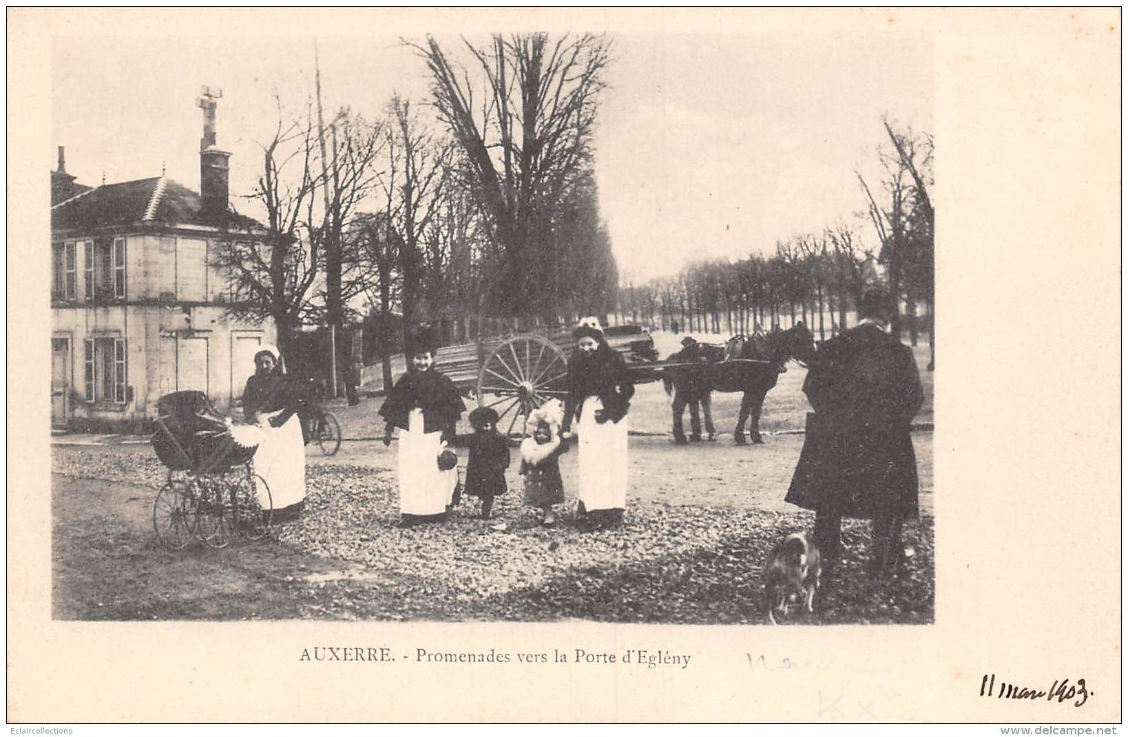 Auxerre        89     Nounous. Landaus. Promenade  Vers La Porte D'Eglény      (voir Scan) - Auxerre