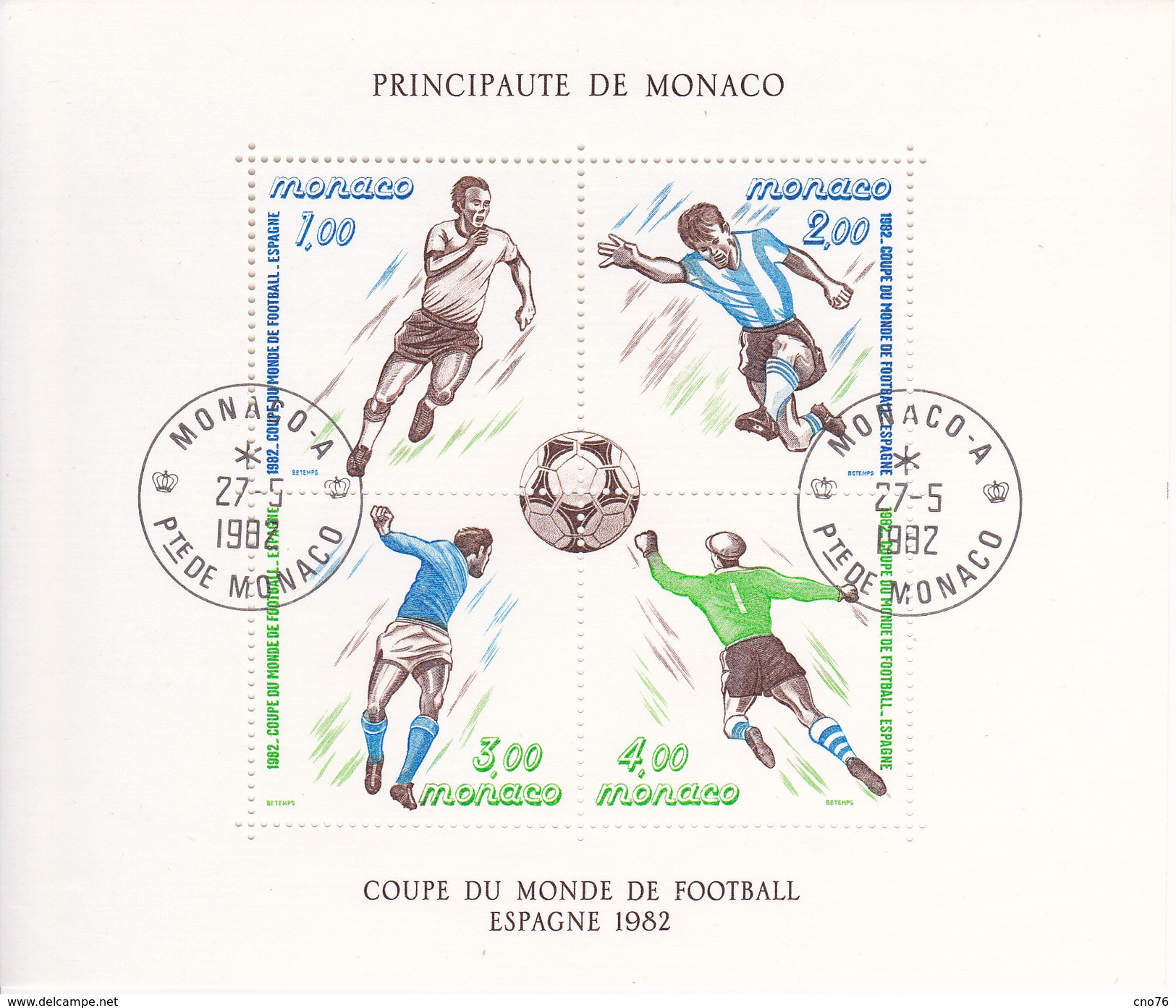 Monaco Bloc N° 21 Oblitéré Coupe Du Monde De Football En Espagne Année 1982 - Gebraucht