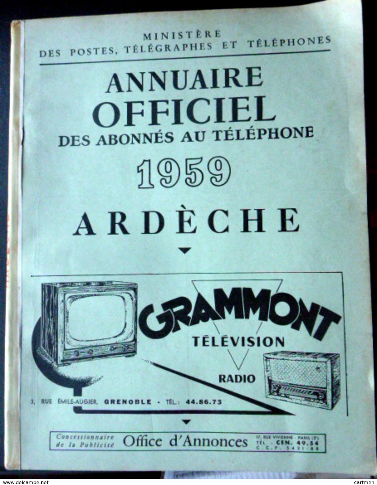 07 ARDECHE    ANNUAIRE DES ABONNES AU TELEPHONE 1959 AVEC LA LISTE DES PROFESSIONNELS - Livres & Catalogues