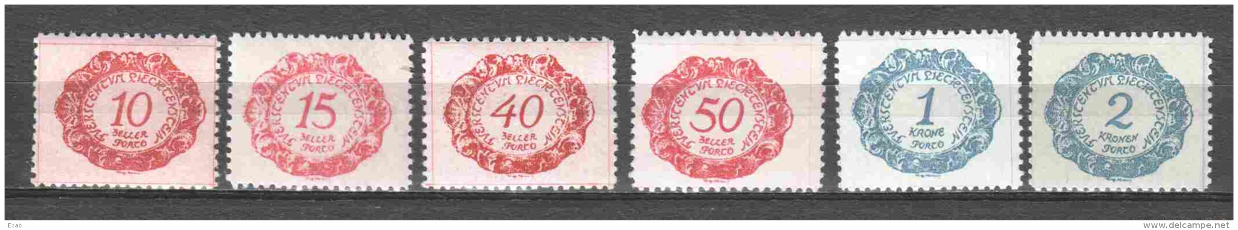 Liechtenstein 1920 Dienst Mi 2-3 + 7-8 + 10-11 MNH - Portomarken