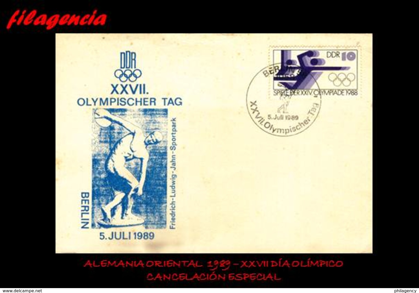 EUROPA. ALEMANIA ORIENTAL. ENTEROS POSTALES. MATASELLO ESPECIAL 1989. XXVII DÍA OLÍMPICO - Sonstige & Ohne Zuordnung