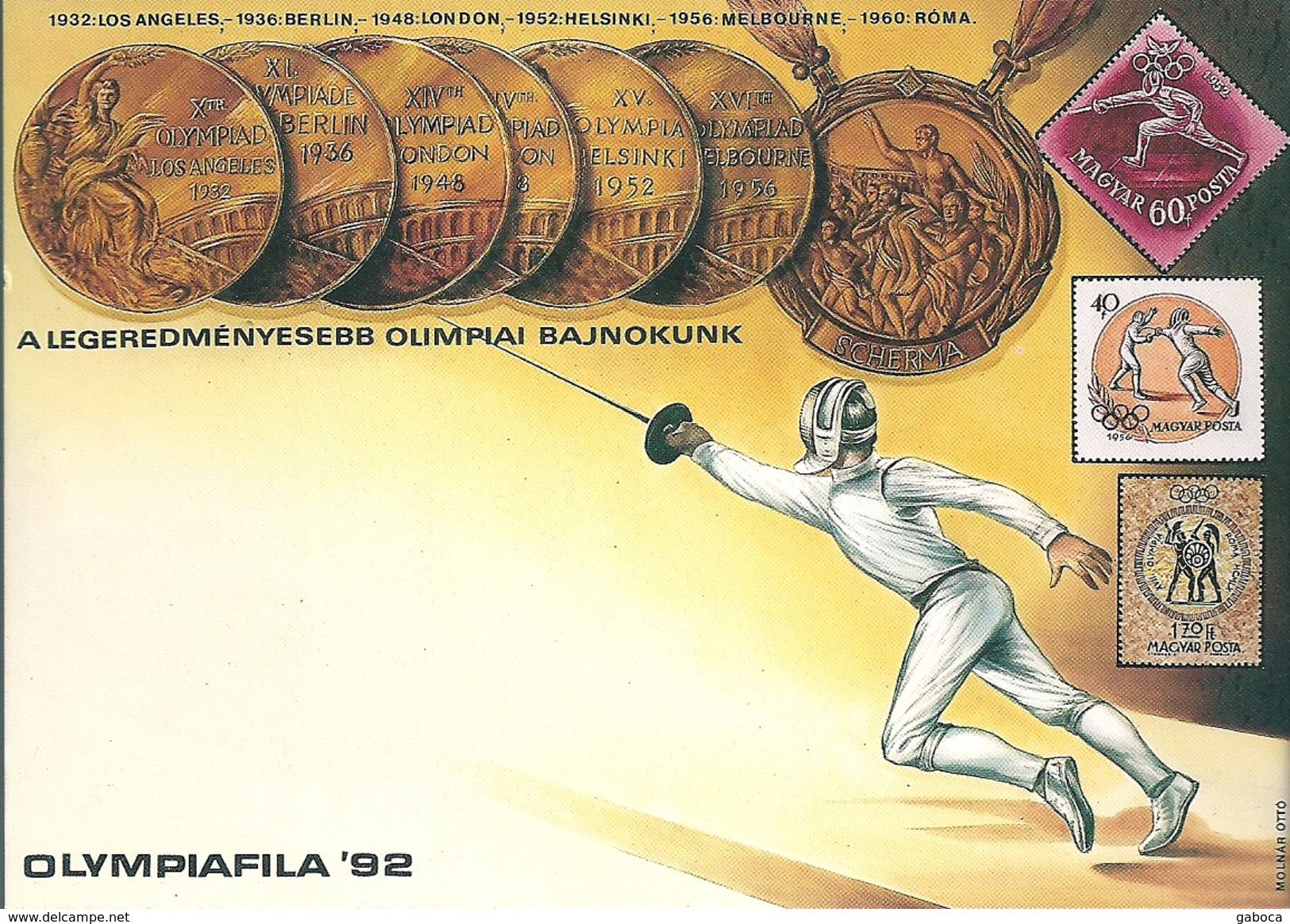 3430a Hungary Postcard Olympic Games 1948 London Champion Fencing Unused - Zomer 1948: Londen