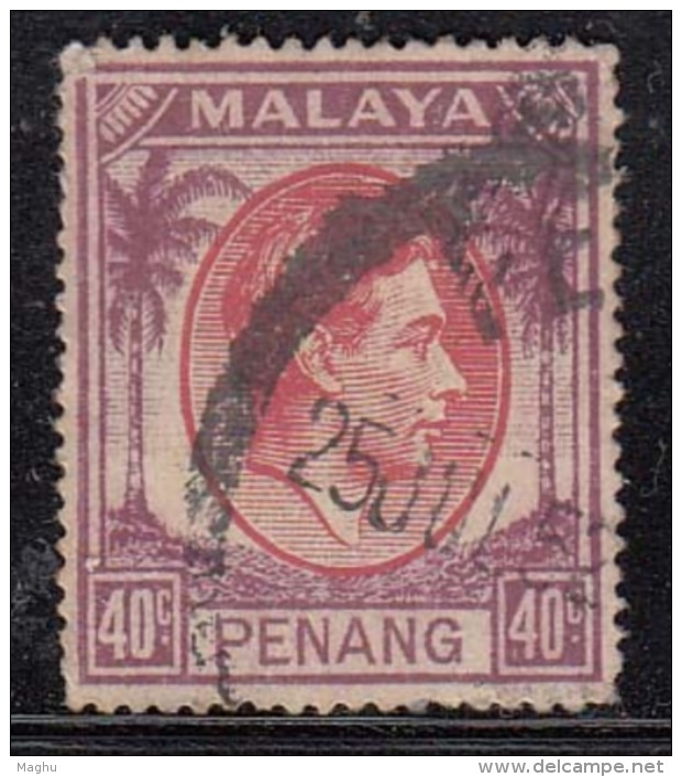 40c Used Penang KG VI, 1949 - 1952 Series, Malaya - Penang