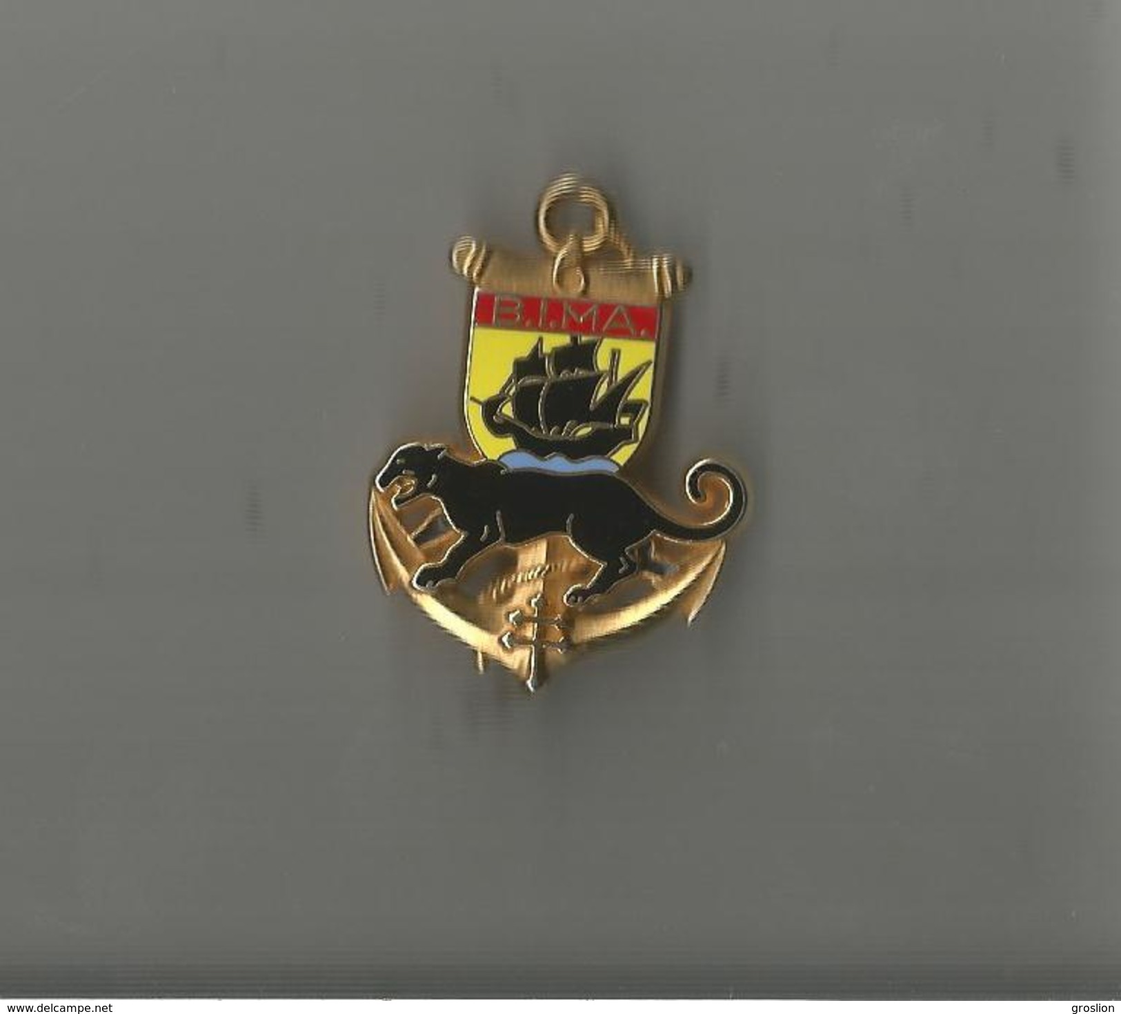 INSIGNE MILITAIRE DU 6 EME BATAILLON D'INFANTERIE DE MARINE ECU JAUNE PANTHERE NOIRE (TROUPES COLONIALES) - Marine