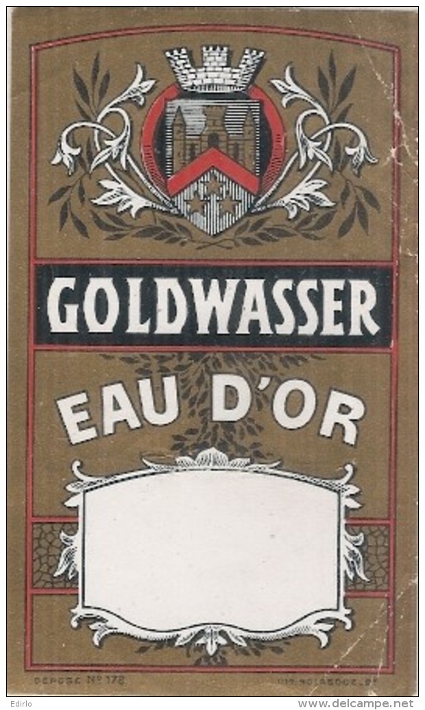 étiquette   - 1920/1940 - Gold WASSEUR - Eau D'or  PLIS - Whisky