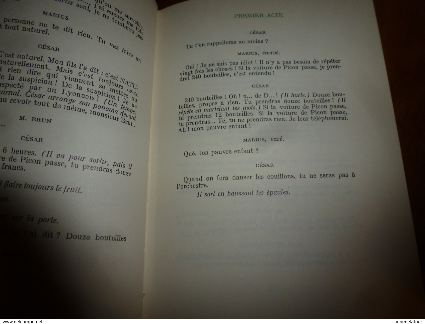 1952-53 :Lot de 4 livres de Marcel Pagnol ---->(couvertures toilées)César ,Marius ,Fanny ;(couverture bristol) Marius .