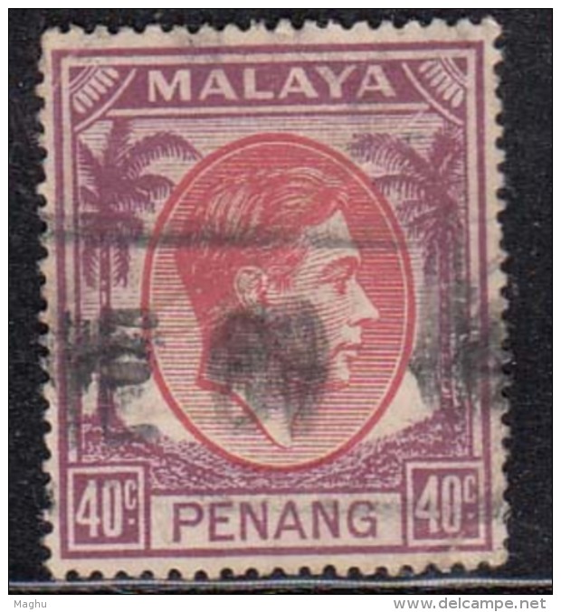 40c Used Penang 1952, 1949 - 1952 Series, Malaya (Cond., Creased As Scan) - Penang