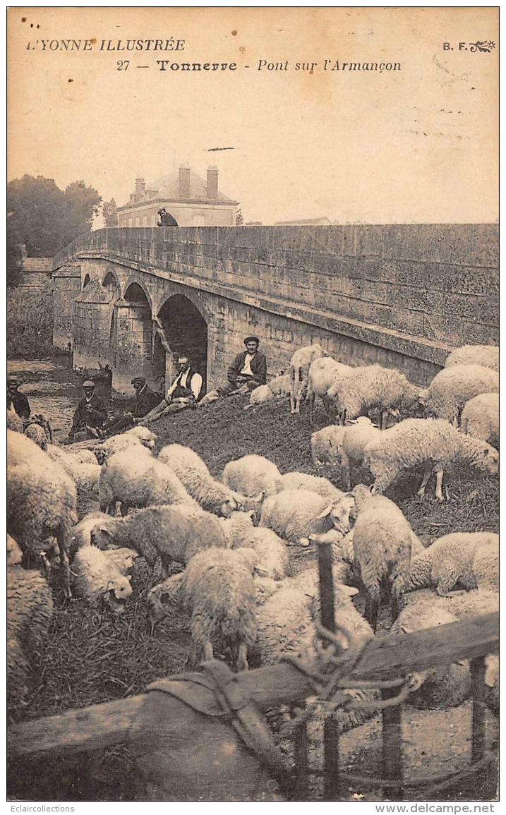 Tonnerre      89         Pont Sur L'Armançon. Bergers Et Moutons     (voir Scan) - Tonnerre