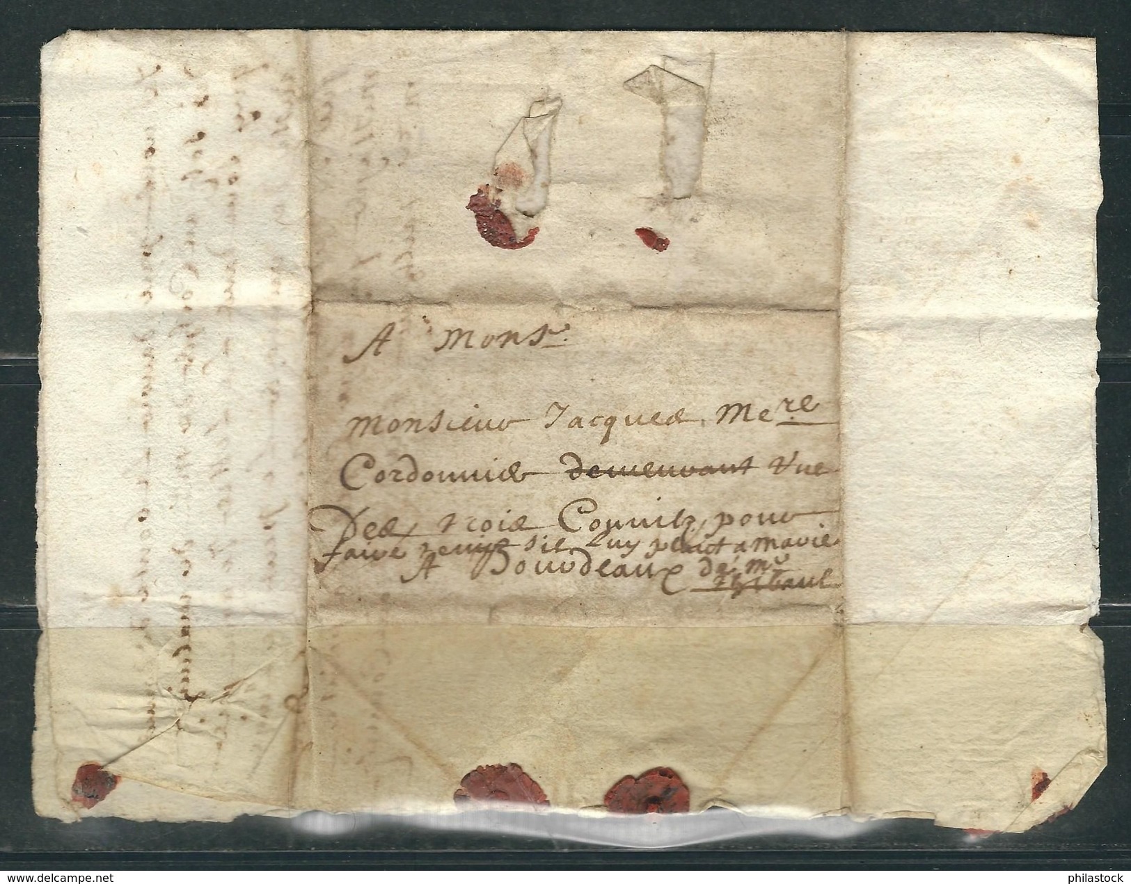 FRANCE 1648 Marque Postale Lacousteuve à Bordeaux (rare) - ....-1700: Precursores