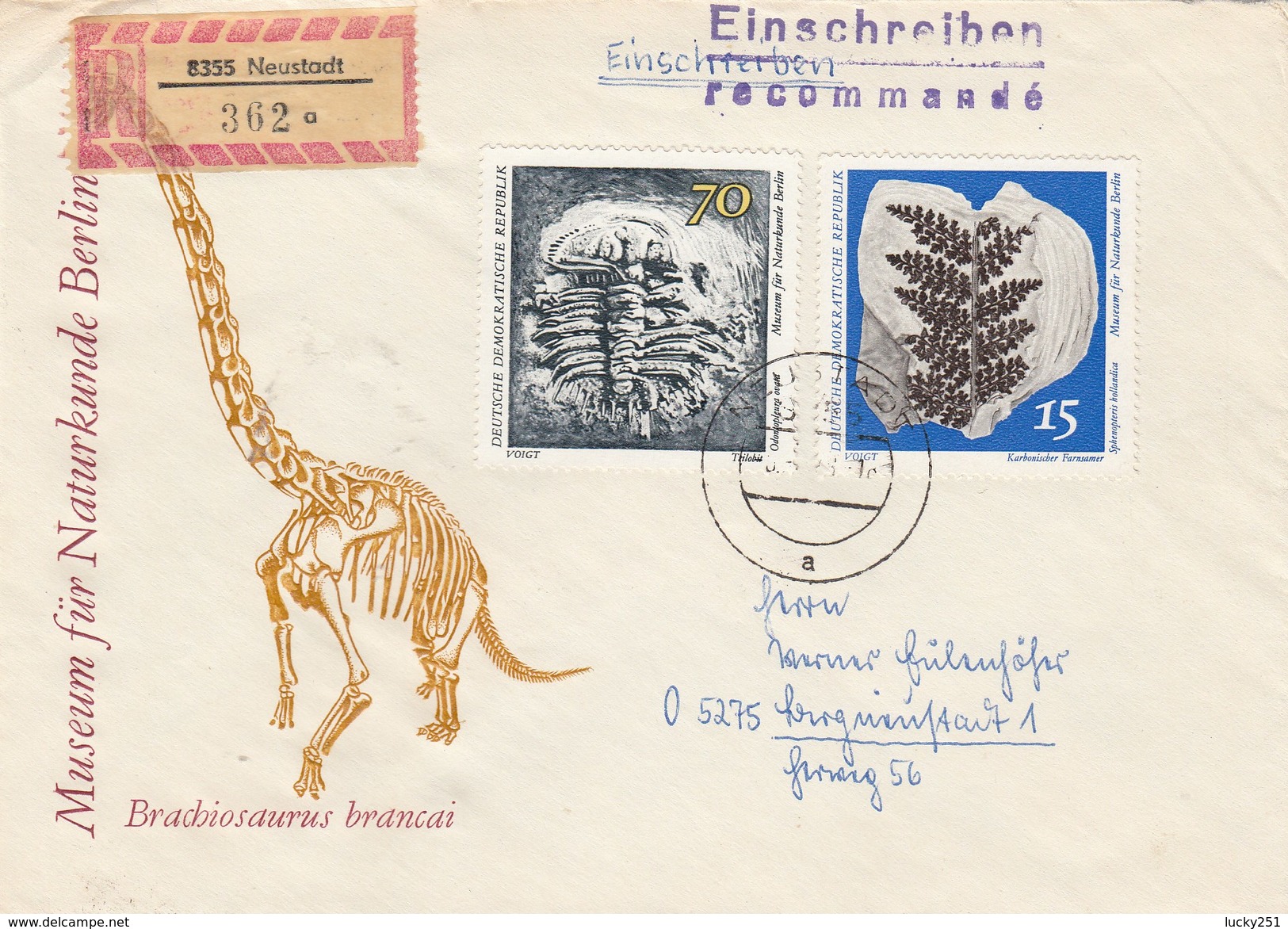 Allemagne Orientale - Lettre/Fossiles Année 1973 Y.T. 1519/1524 - 2 Lettres - Briefe U. Dokumente