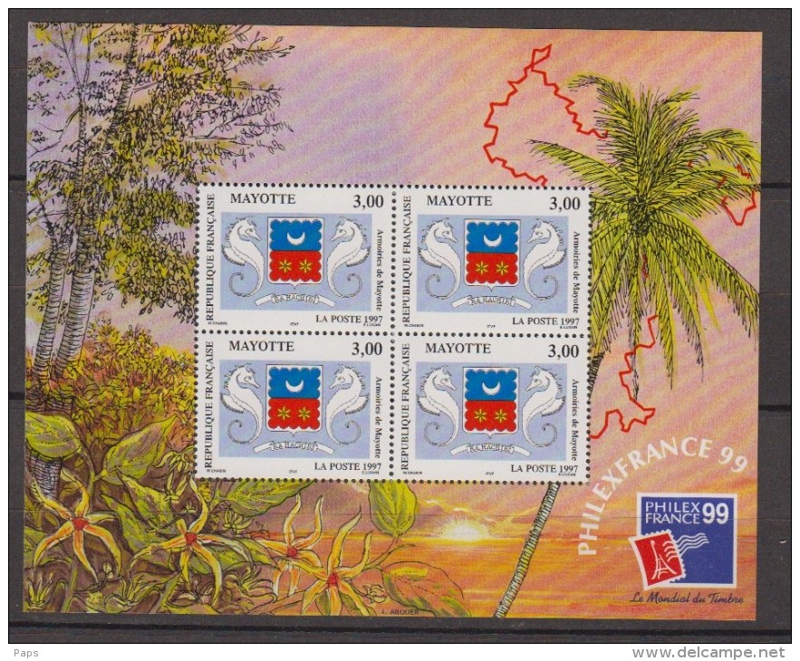 1999-MAYOTTE-N°1** PHILEXFRANCE - Blocks & Sheetlets