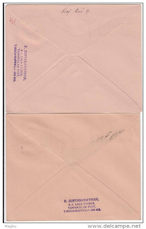 2 Diff., Motiff. 20p+20p Express Delivery Surcharged 25p (Rajastan Circle) Unused Postal Stationery Envelope Cover India - Enveloppes