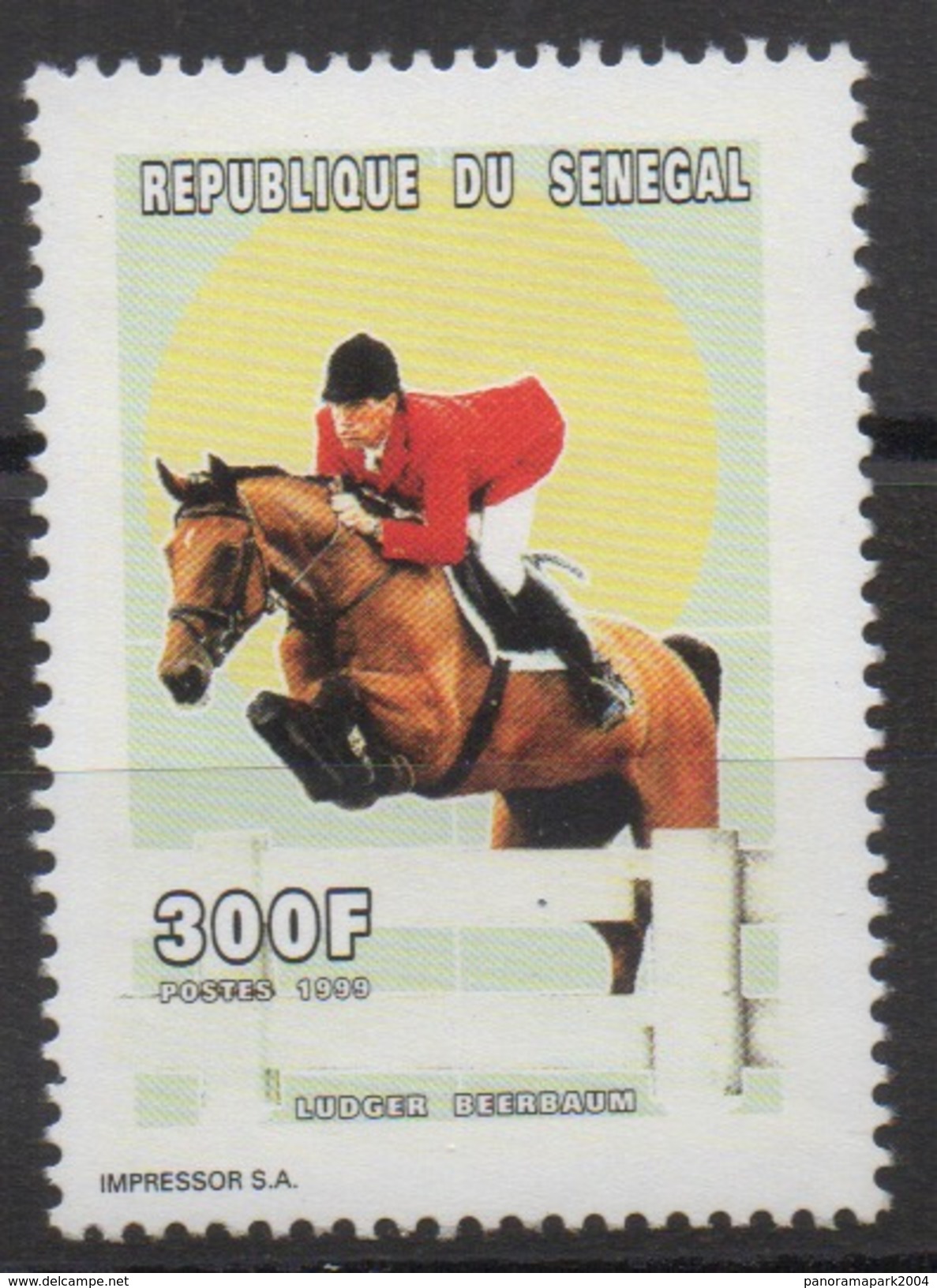 Sénégal 1999 - Mi. 1675  300 F Ludger Beerbaum Equitation Hippisme Horses Pferde Fauna Faune Neuf ** MNH RARE Scarce - Pferde