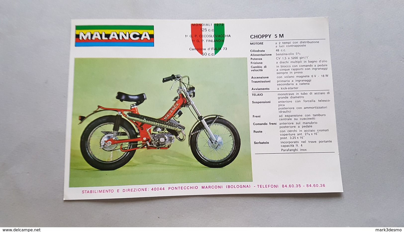 Malanca Choppy 50 Leoncino 50 Depliant Tuboni Originale - Genuine Motorcycle Brochure - Prospekt - Engines