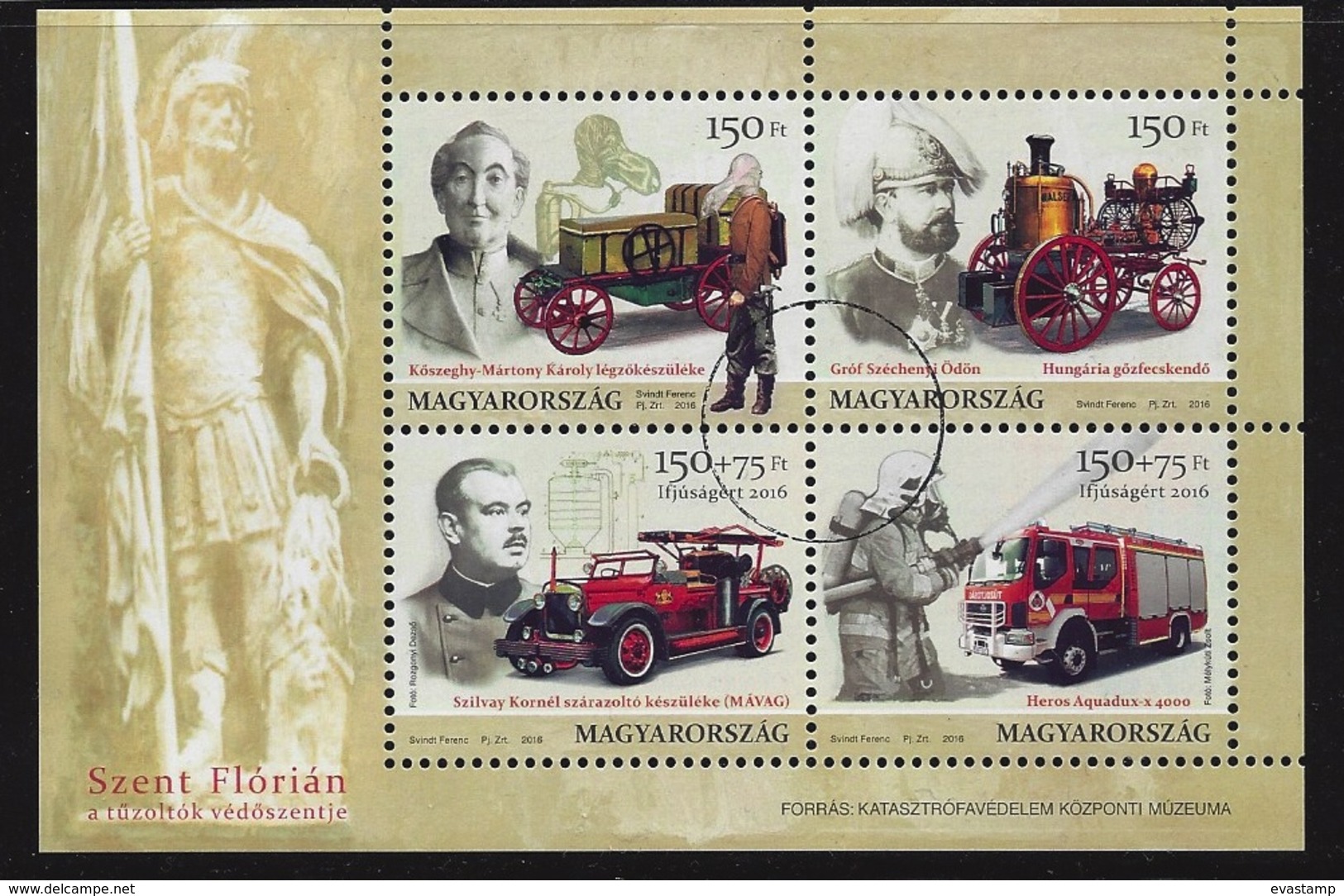 HUNGARY - 2016. SPECIMEN Minisheet - Youth Philately - Fire Brigade - Saint Florian - Proeven & Herdrukken