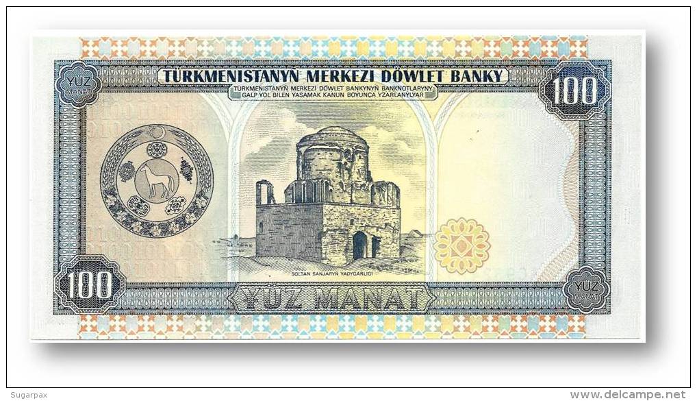 TURKMENISTAN - 100 MANAT - 1995 - Pick 6.b - UNC. - Serie AC - 2 Scans - Turkménistan