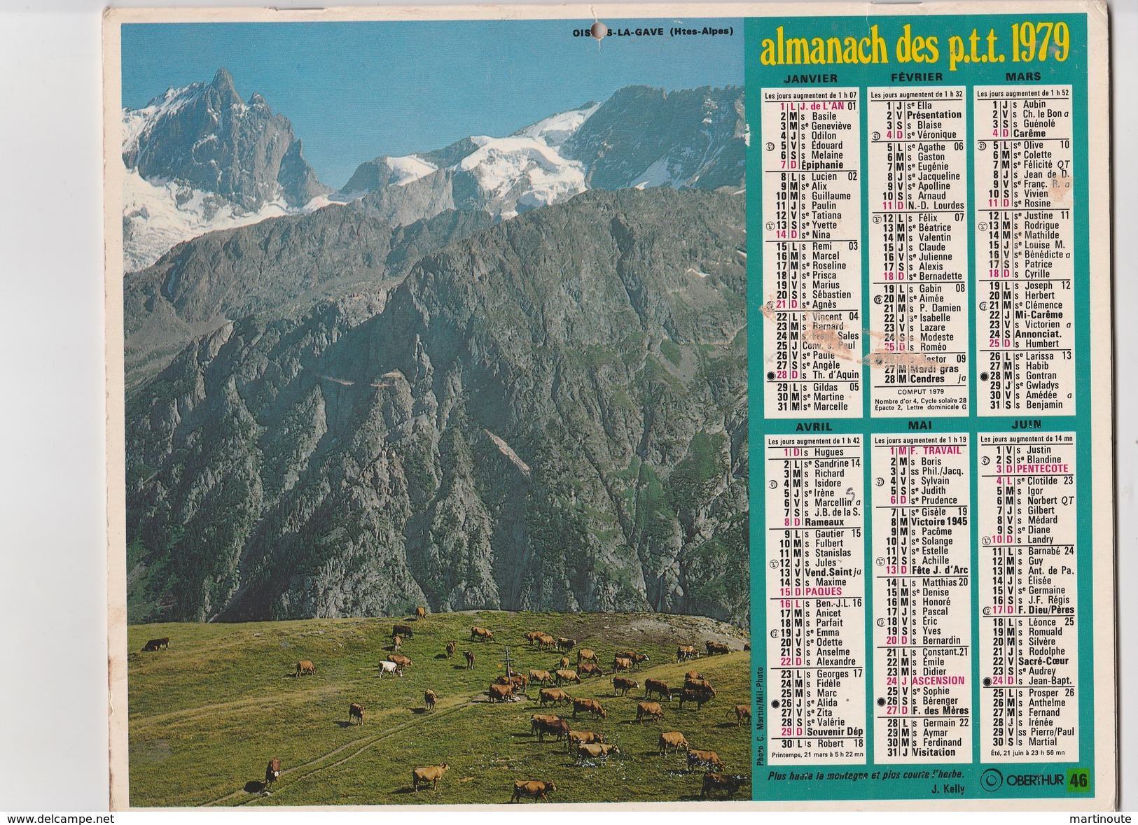 - CALENDRIER PTT Année 1979 - Paysage Des Hautes-Alpes  - - Groot Formaat: 1971-80