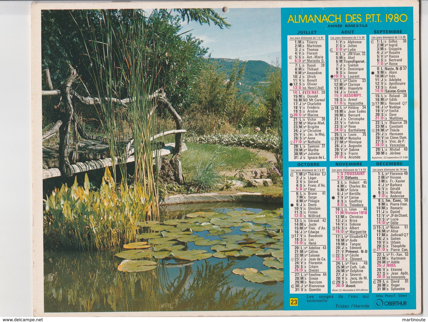 - CALENDRIER PTT Année 1980  - - Big : 1971-80