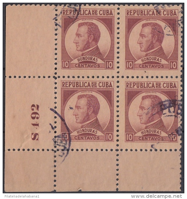 1937-312 CUBA REPUBLICA. 1937 10c. Ed.318 HONDURAS. PLATE NUMBER ESCRITORES Y ARTISTAS. WRITTER AND ARTIST USED. - Gebruikt