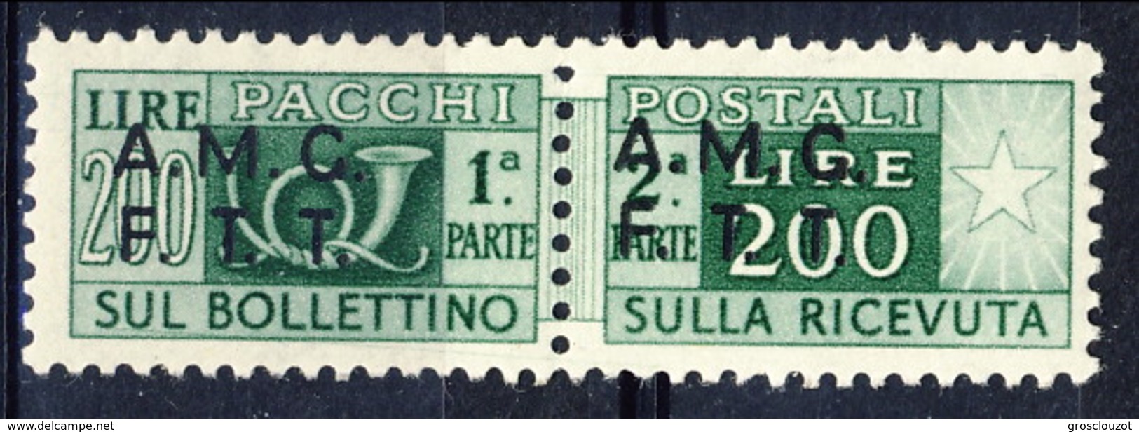 Trieste Zona A Pacchi 1947-48 N.10 L.200 Verde MNH Ben Centrato, Splendide Condizioni Cat. &euro 725 - Paketmarken/Konzessionen