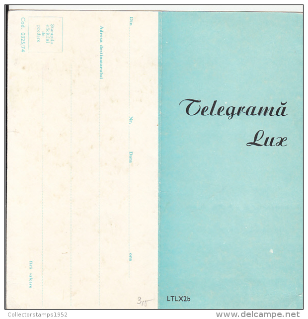 55320- BOY IN FOLKLORE COSTUME, UNUSED TELEGRAMME, 1974, ROMANIA - Telegraphenmarken