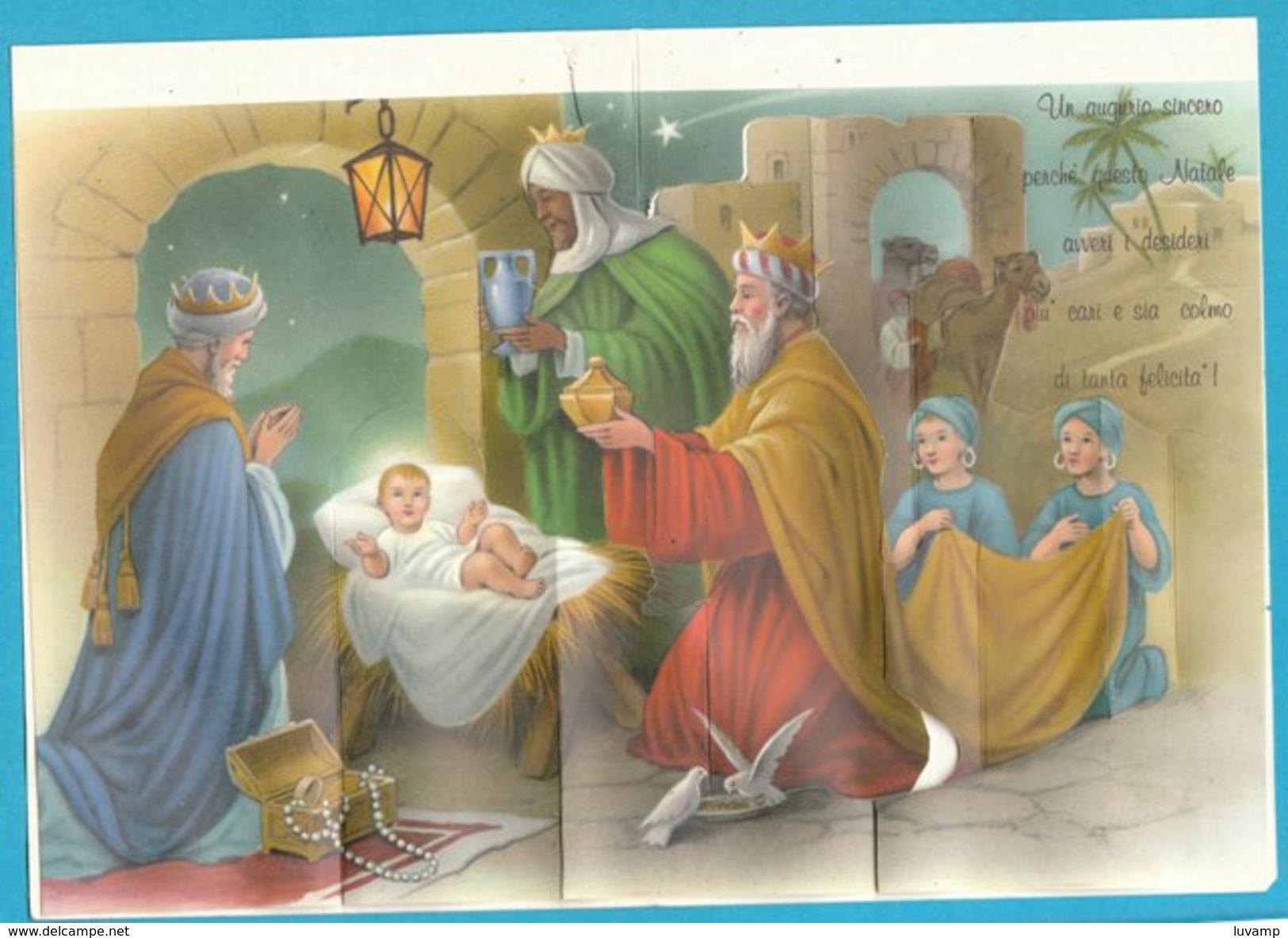 LETTERINA  Di NATALE  CON PRESEPE Apribile - SCRITTA -Anni 60 (231009) - Christmas
