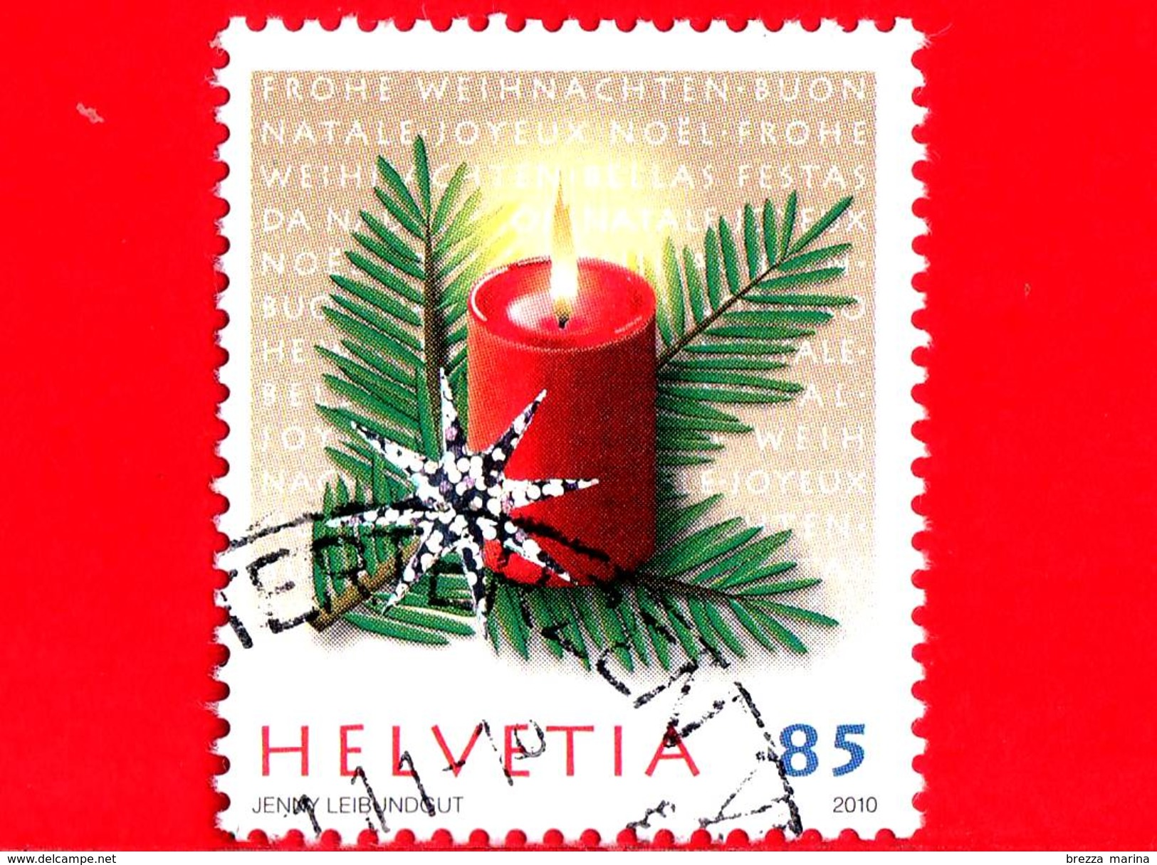 SVIZZERA - Usato - 2010 - Natale - Addobbi - Candela - Christmas - Candle - 85 - Usados