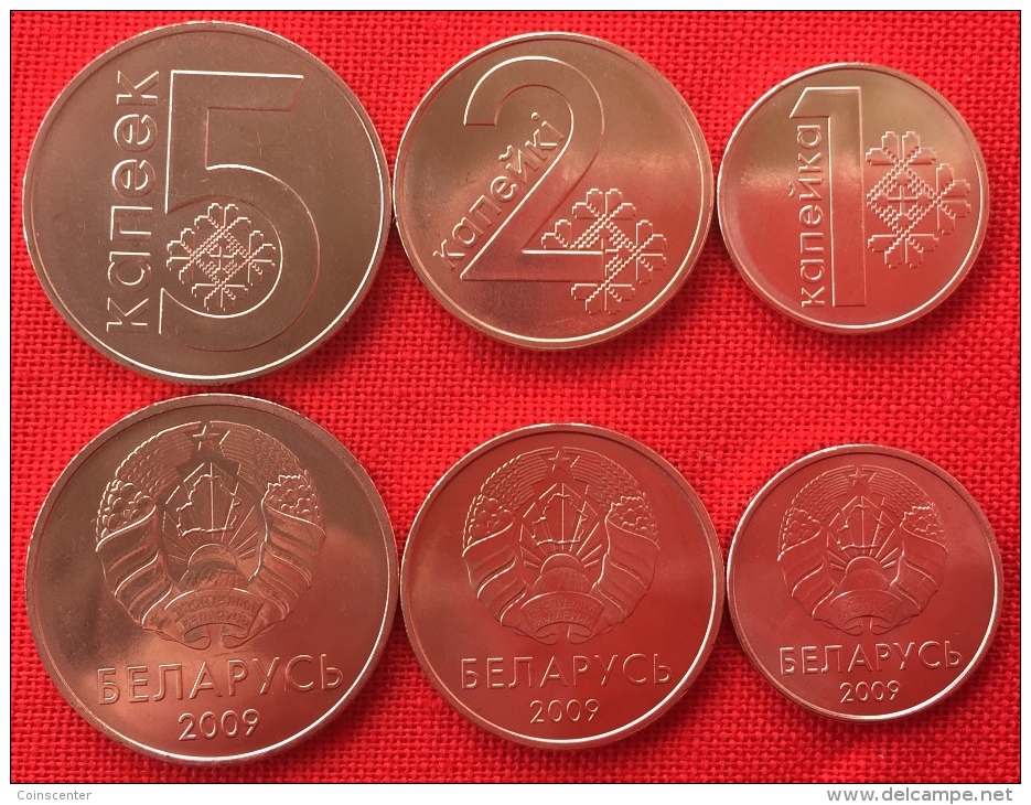 Belarus Set Of 3 Coins: 1 - 5 Kopeks 2009 (2016) UNC - Belarus