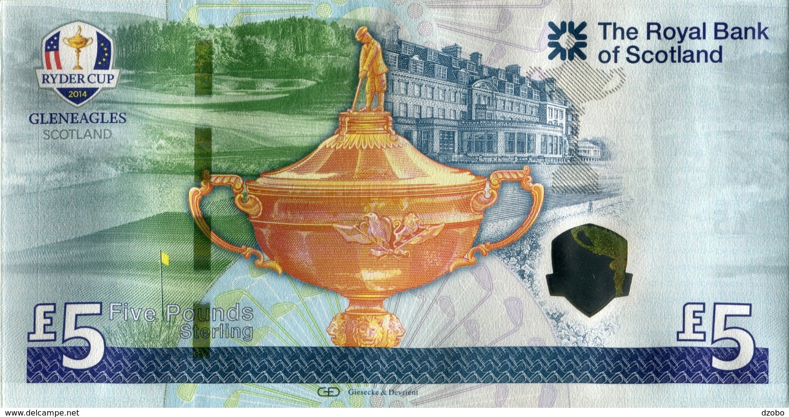 302 GREAT BRITAIN POLYMER The Royal BANK Of Scotland 5 Pounds Sterling With Folder Ryder Cup UNC 2014 - 5 Pounds