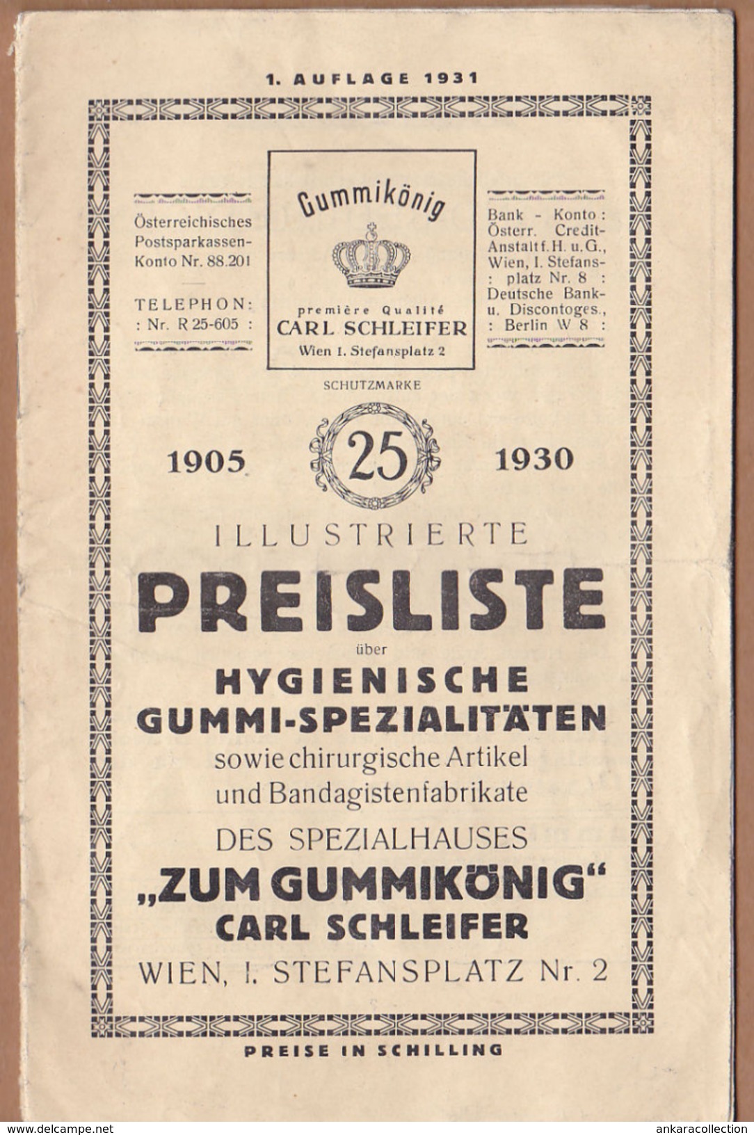 AC - PREISLISTE HYGIENISCHE GUMMI SPEZIALITATEN 1931 BOOKLET - Austria