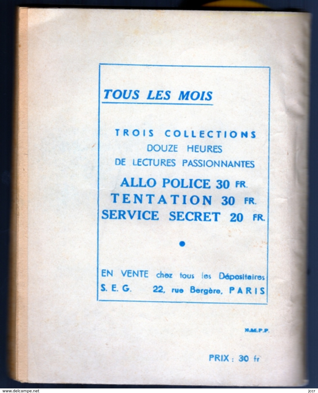 Collection Allo Police - Louis De La Hattais - Ce Type A Une Sale Tête - Roman Policier Inédit - 1953 - S.E.G. Société D'Ed. Générales