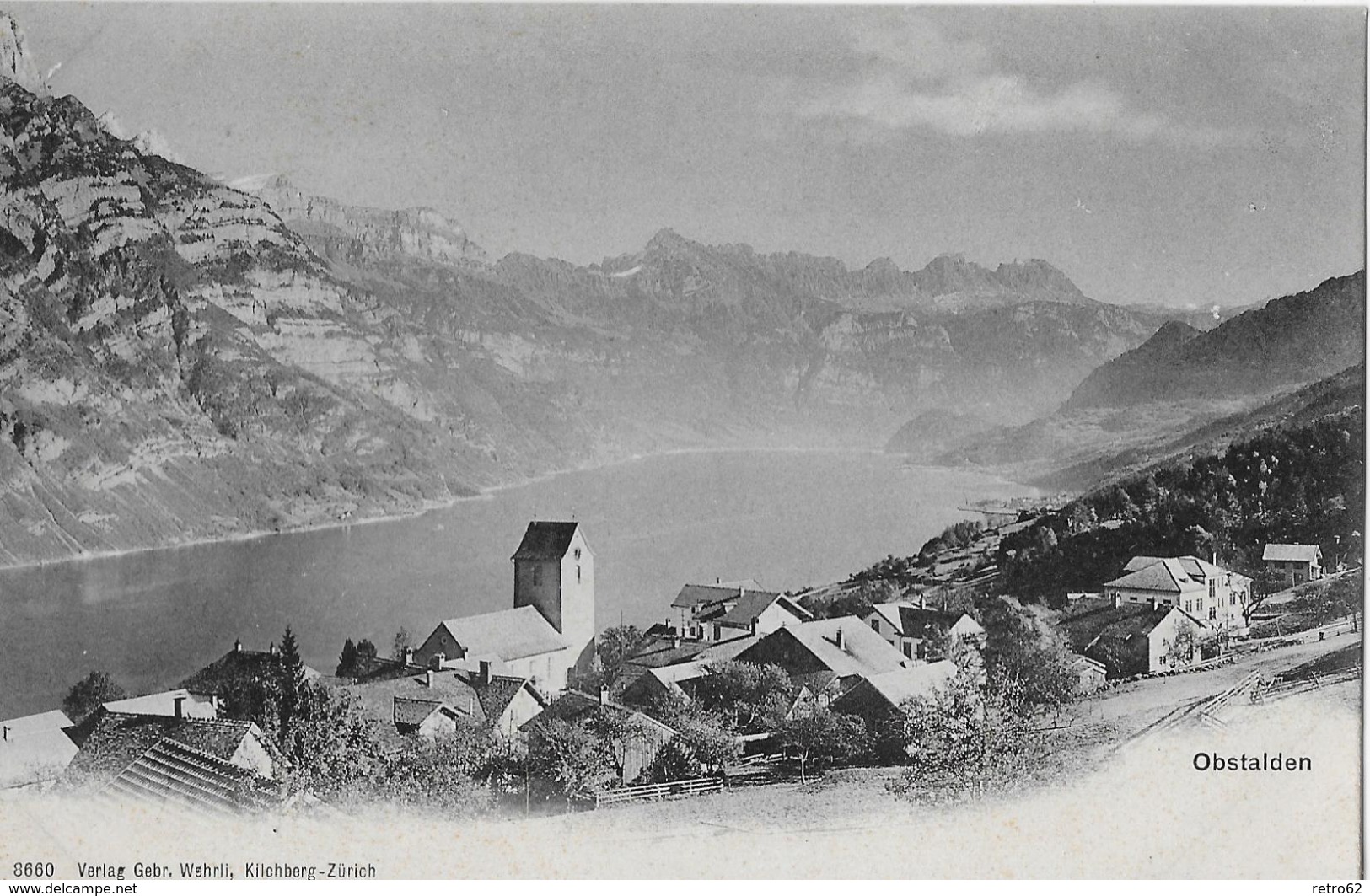 OBSTALDEN &rarr; Ein Kleines Dorf Oberhalb Des Walensee, Alter Lichtdruck Ca.1900 - Obstalden