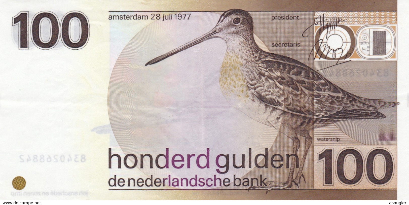 Netherlands 100 Gulden 1977 VF-EXF P-97 - 100 Gulden