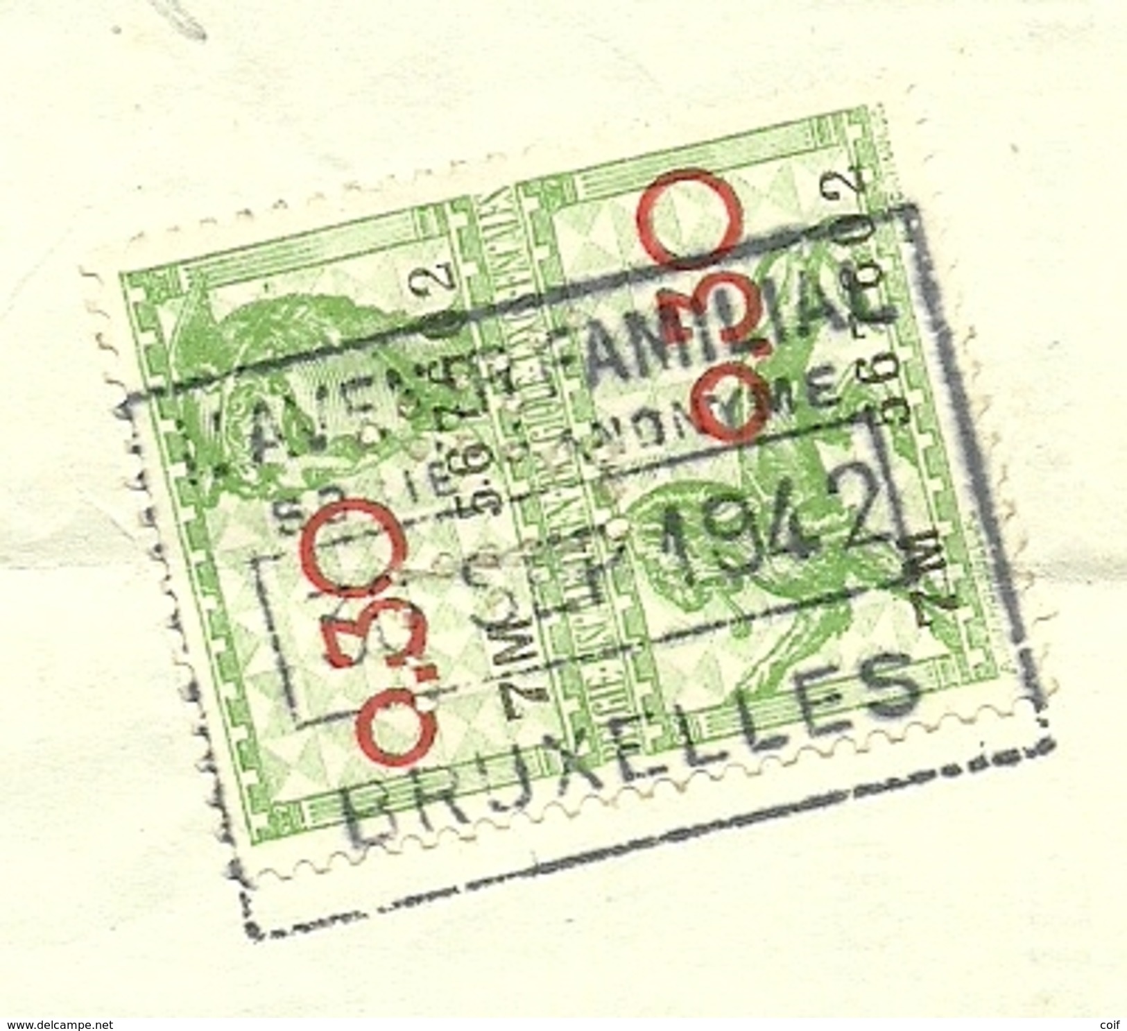423+528 + Verso Fiscalezegel Op Recu Stempel BRUXELLES, Met Firmaperforatie (perfin) " A.F." L'AVENIR FAMILIAL - 1934-51