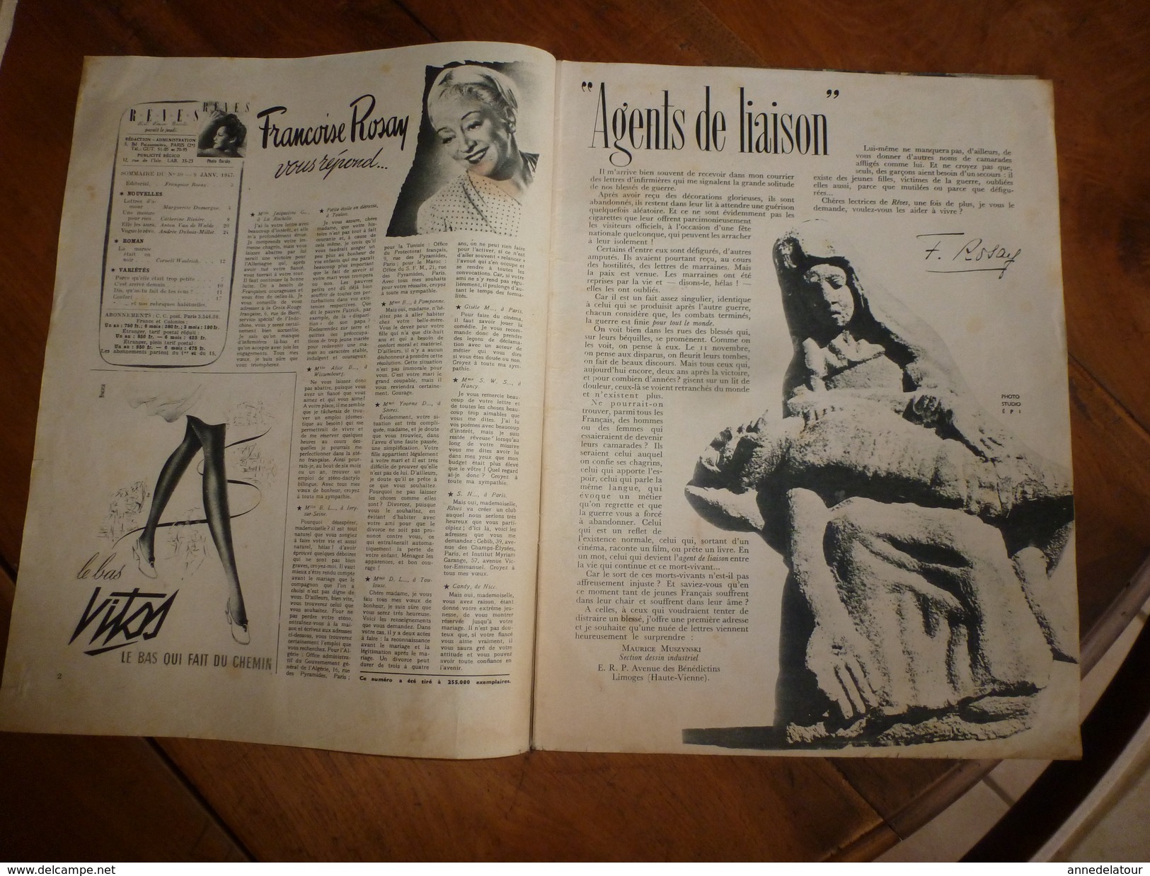 1947 RÊVES :Françoise Rosay Vous Répond;Agents De Liaisons;CARMEN De Tommasso Styliste,Taille Guêpe En 6 Mouvements;etc - General Issues