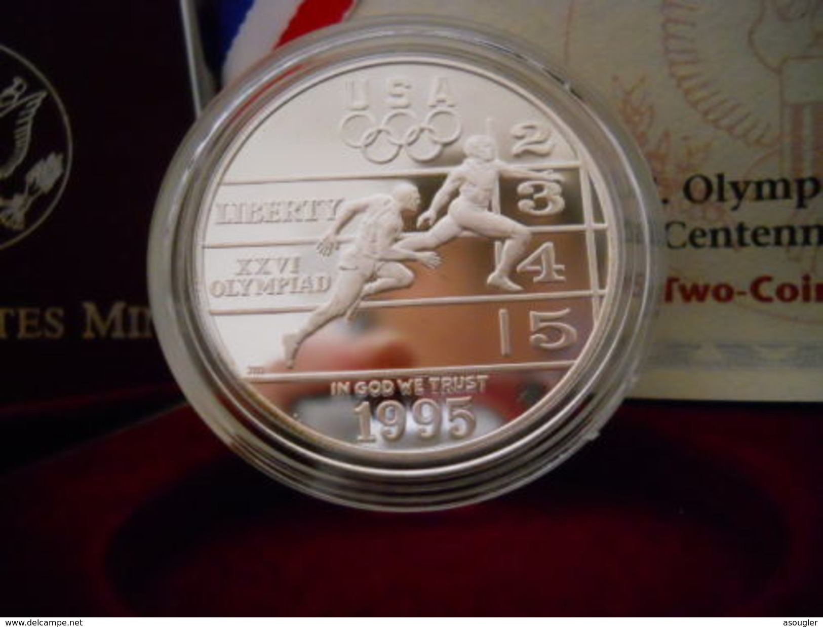 USA 2 X 1 DOLLAR $ SILVER PROOF 1995 P ATLANTA CENTENNIAL OLYMPIC GAMES - Commemoratives