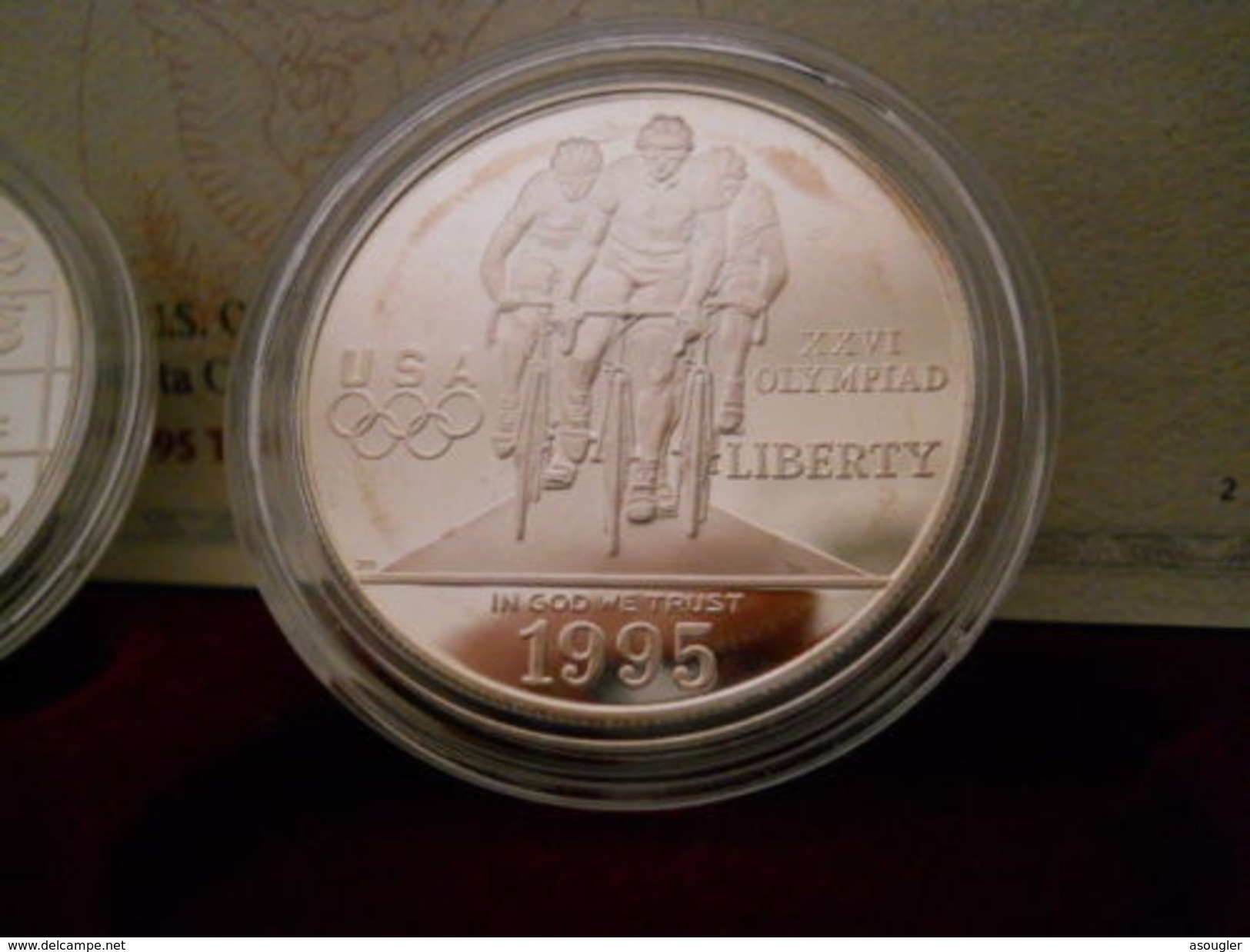 USA 2 X 1 DOLLAR $ SILVER PROOF 1995 P ATLANTA CENTENNIAL OLYMPIC GAMES - Gedenkmünzen