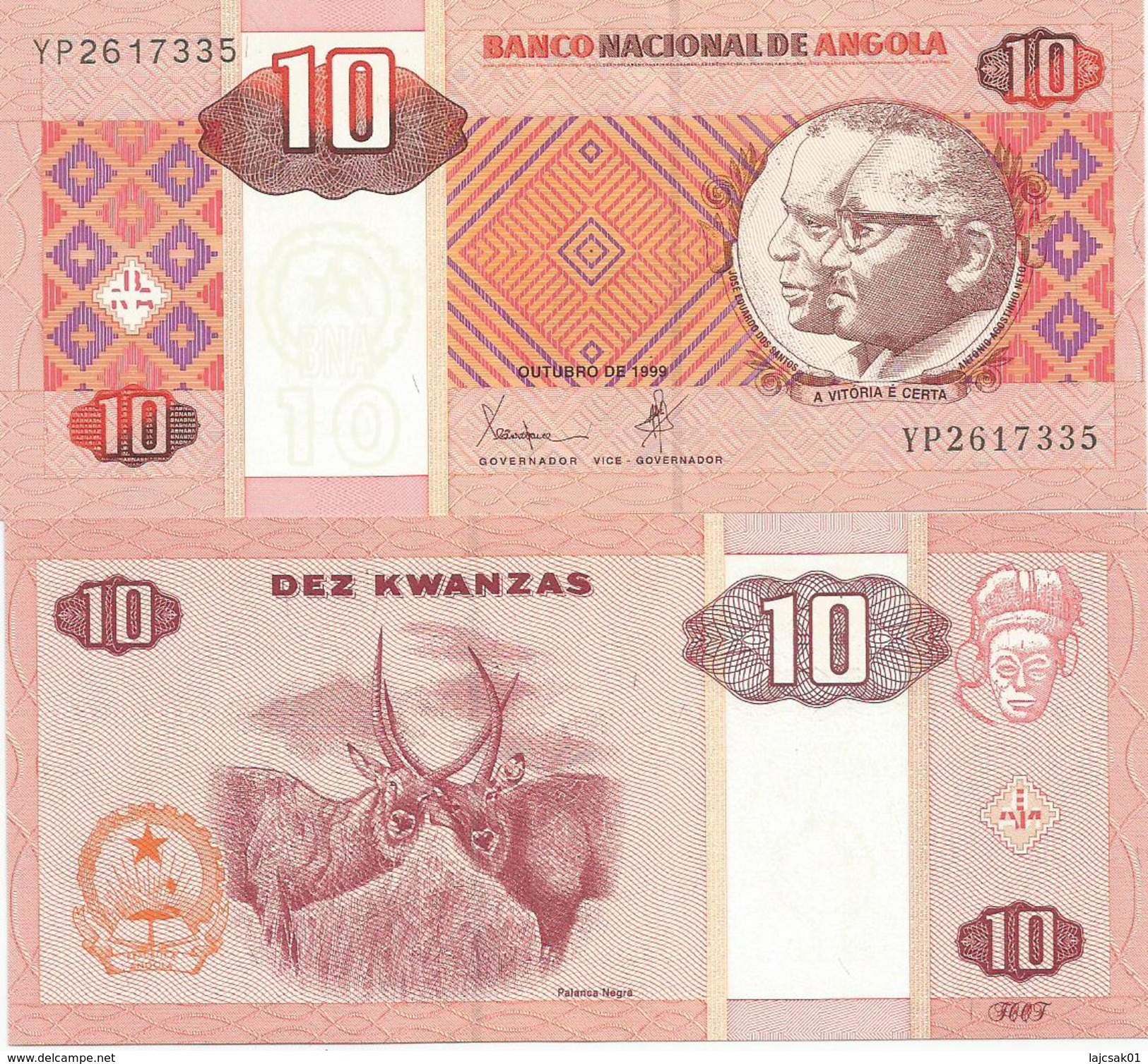 ANGOLA 10 Kwanzas 1999. UNC P-145 - Angola