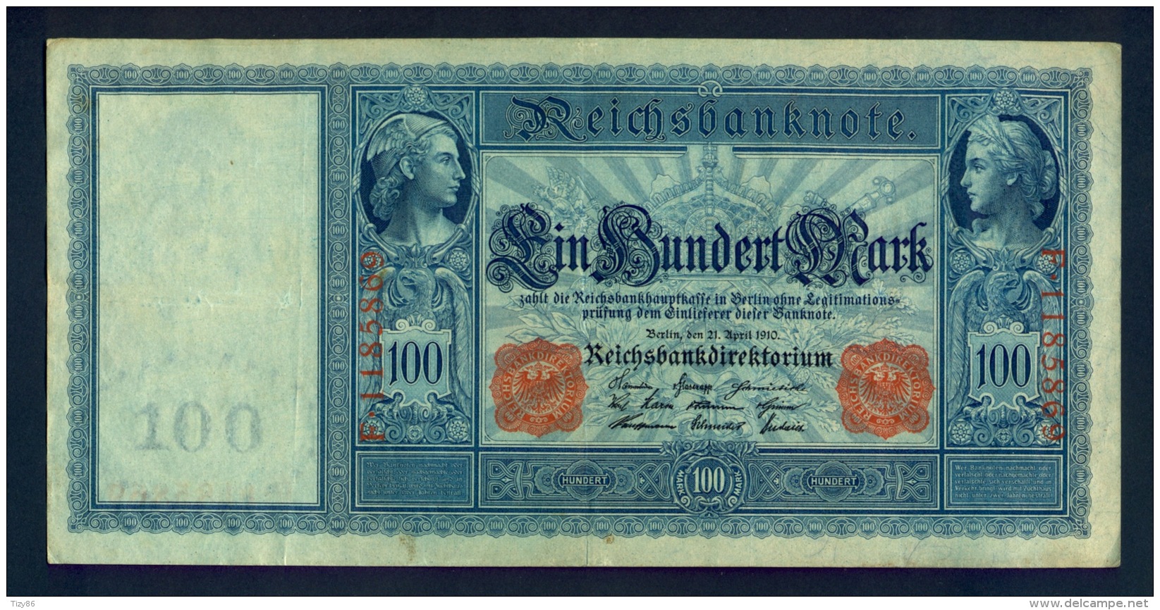 Banconota Germania 100 Mark  21/4/1910  - BB - To Identify