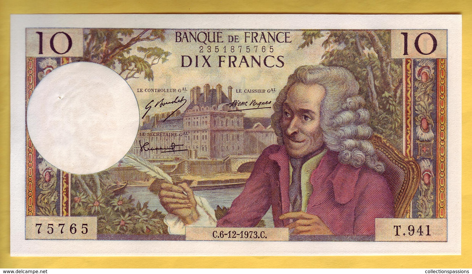 BILLET FRANCAIS - 10 Francs Voltaire 6-12-1973 SPL - 10 F 1963-1973 ''Voltaire''