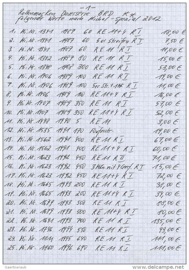 1987/1997, Saubere Kleine Sammlungspartie Sehensw&uuml;rdigkeiten, Meist 11er-Streifen, RE Usw., Gem&auml;&szlig;... - Roulettes