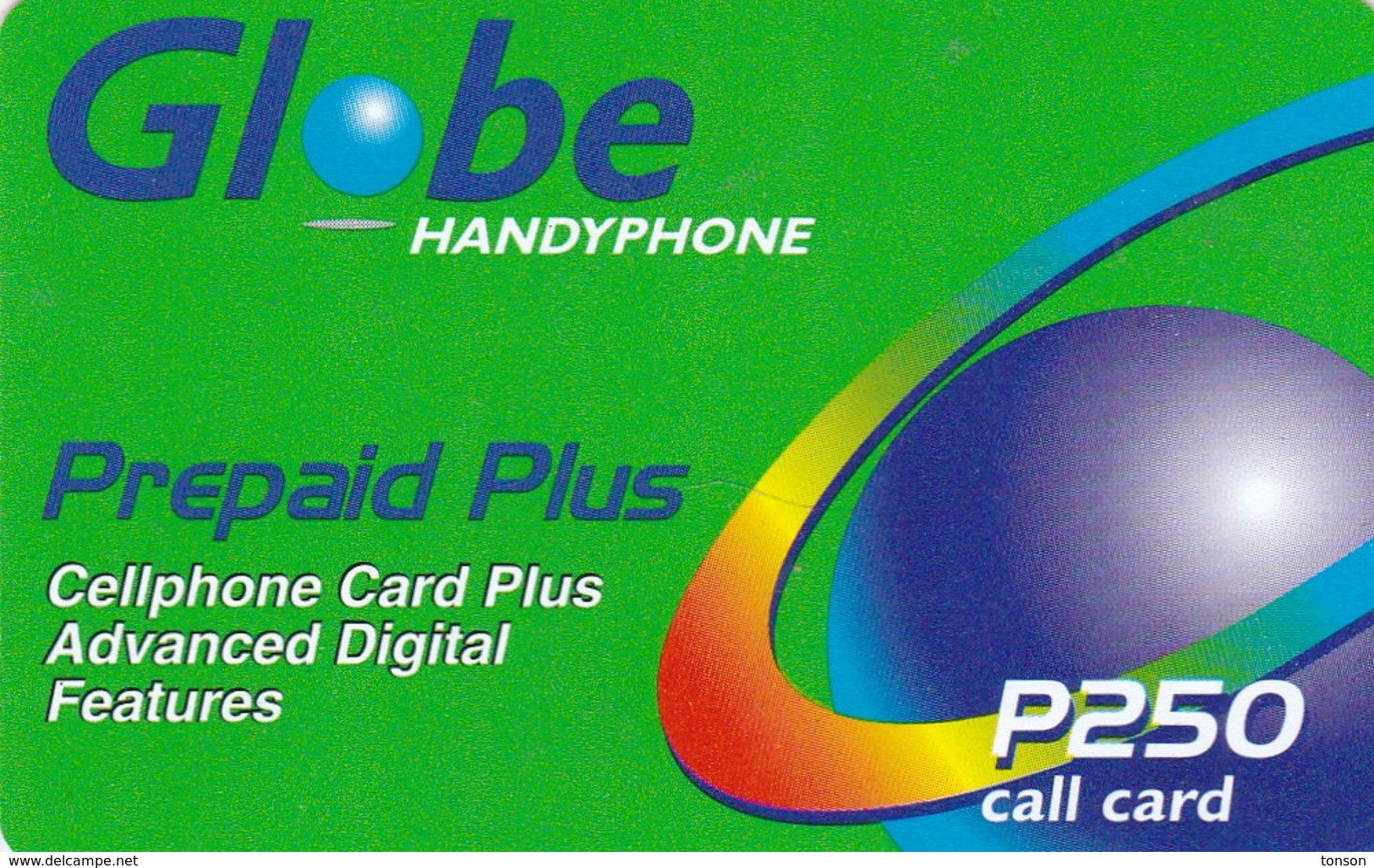 Philippines, 250 &#x20B1; - Philippine Piso, Prepaid Plus (Green), 2 Scans. - Filippine