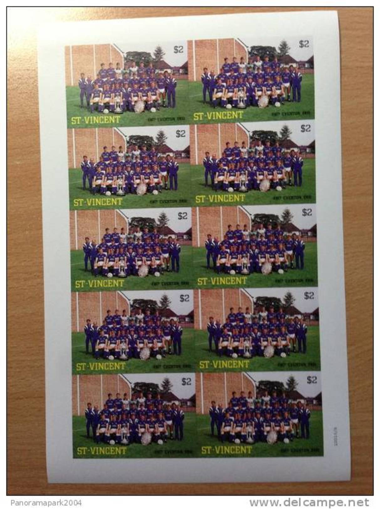 ST - VINCENT 1987 FOOTBALL SOCCER FUSSBALL SHEET Of 10 BARCLAY´S PREMIER LEAGUE CLUB " EVERTON " PROOF ESSAI - Famous Clubs