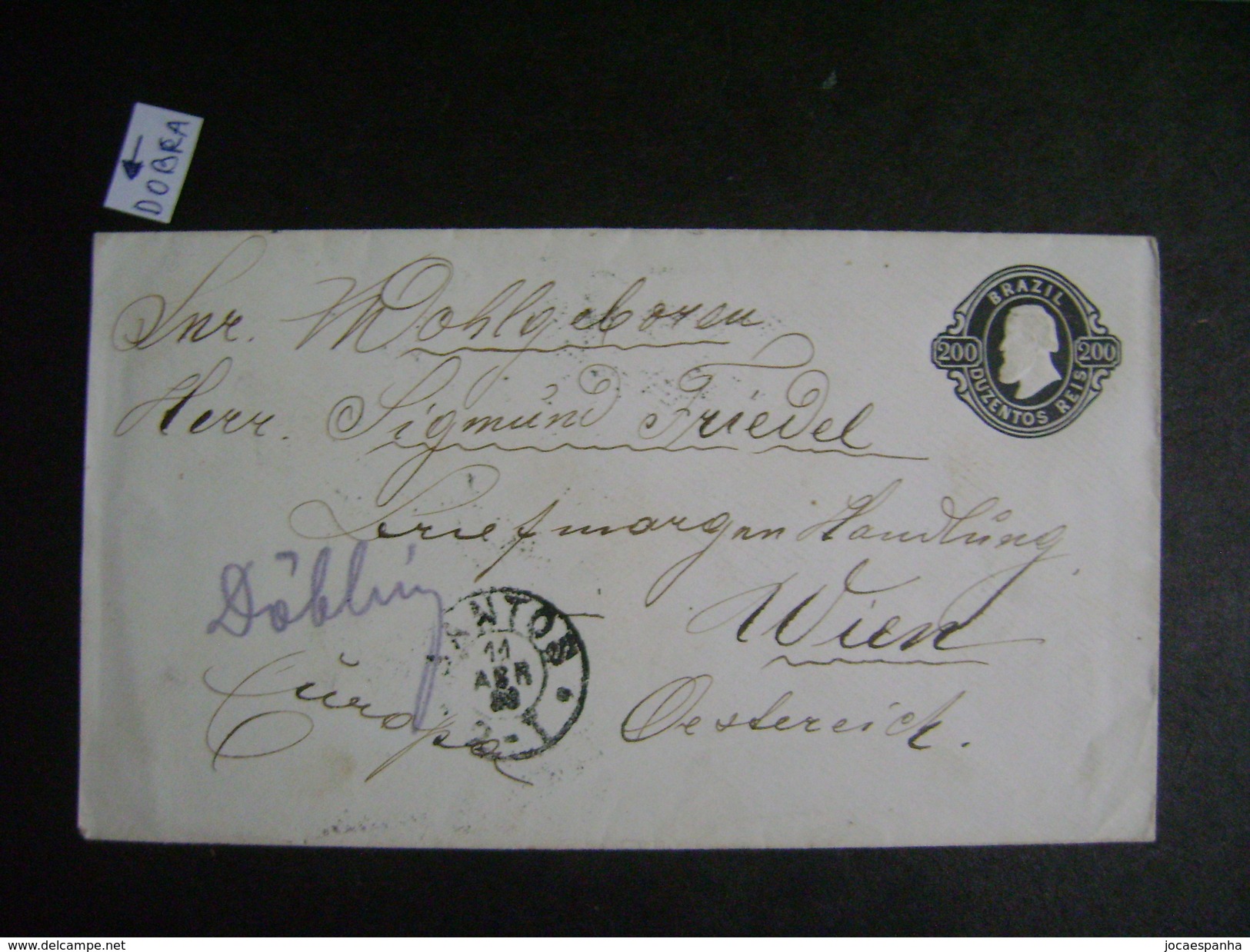 BRAZIL - ENTIRE POSTAL SENT FROM SANTOS / SP TO VIENNA (AUSTRIA) IN 1888 IN THE STATE - Cartas & Documentos