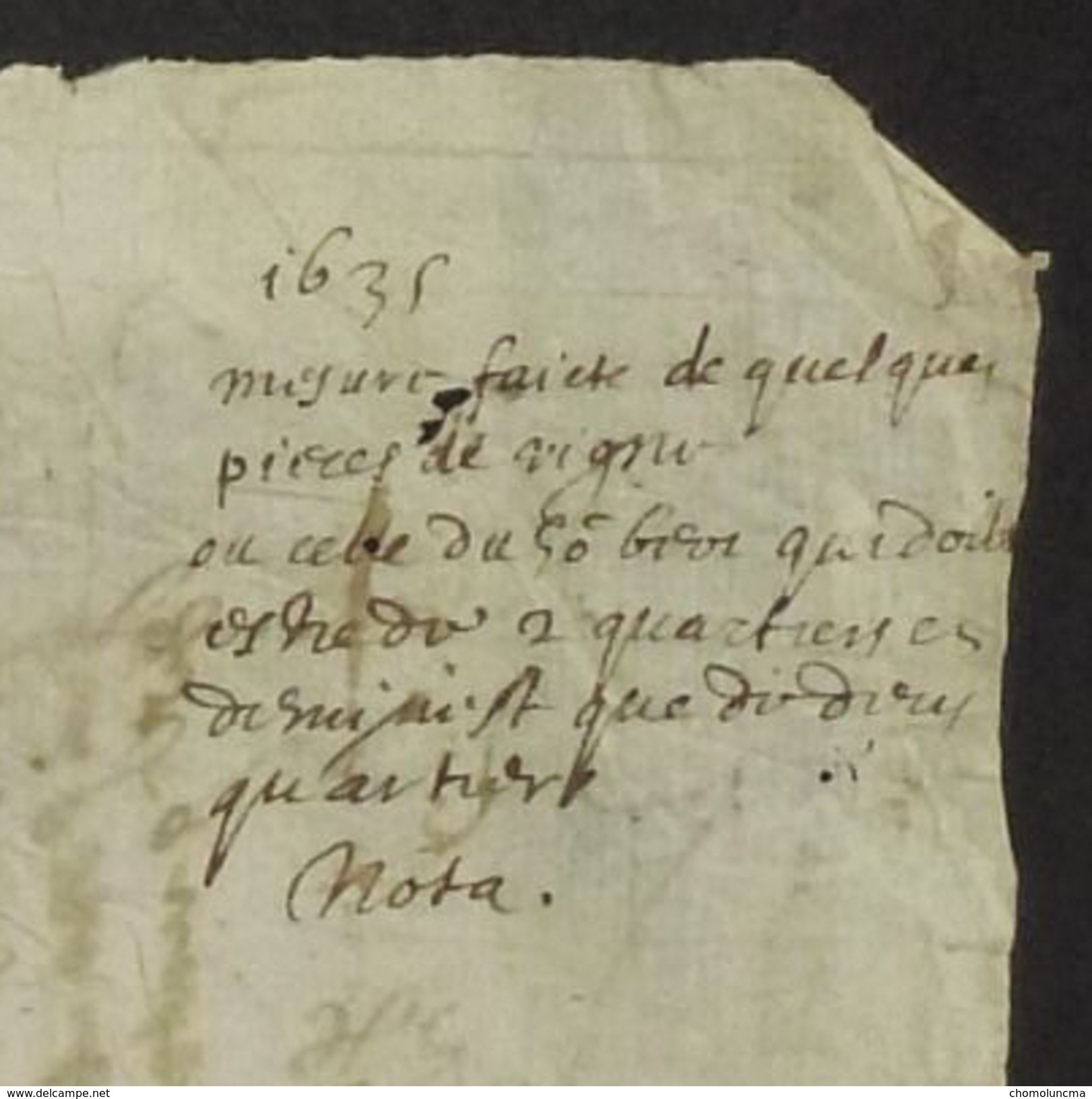 VIEUX PAPIER Du 20 Juin 1634 " Arpentage De Qq Piéces De Vigne " MANUSCRIPT - Publieke Werken