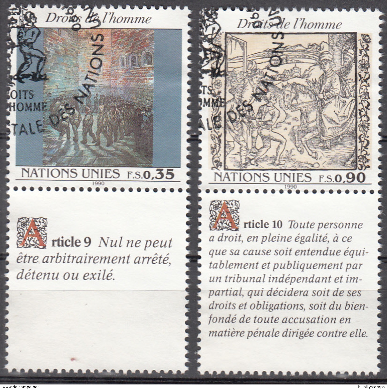 UNITED NATIONS    SCOTT NO. 193-94      USED        YEAR  1990 - Oblitérés