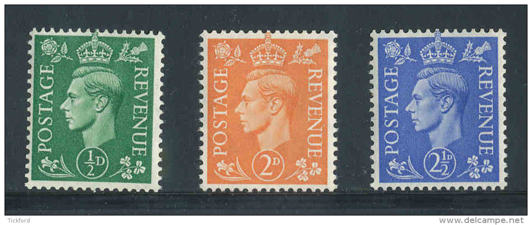 GRANDE-BRETAGNE - 1941 - Yvert N# 209Ab/212Ab/213Ab - NEUFS ** Luxe MNH - Série 3 Valeurs  - George VI - Unused Stamps