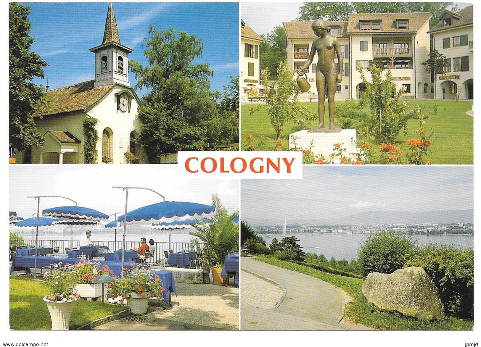 COLOGNY (Genève) - Multivues: L'Eglise, Terrasse Du Restaurant Du Lion D'Or, Pierre à Byron .. - éd. Linda Color N° 3185 - Cologny