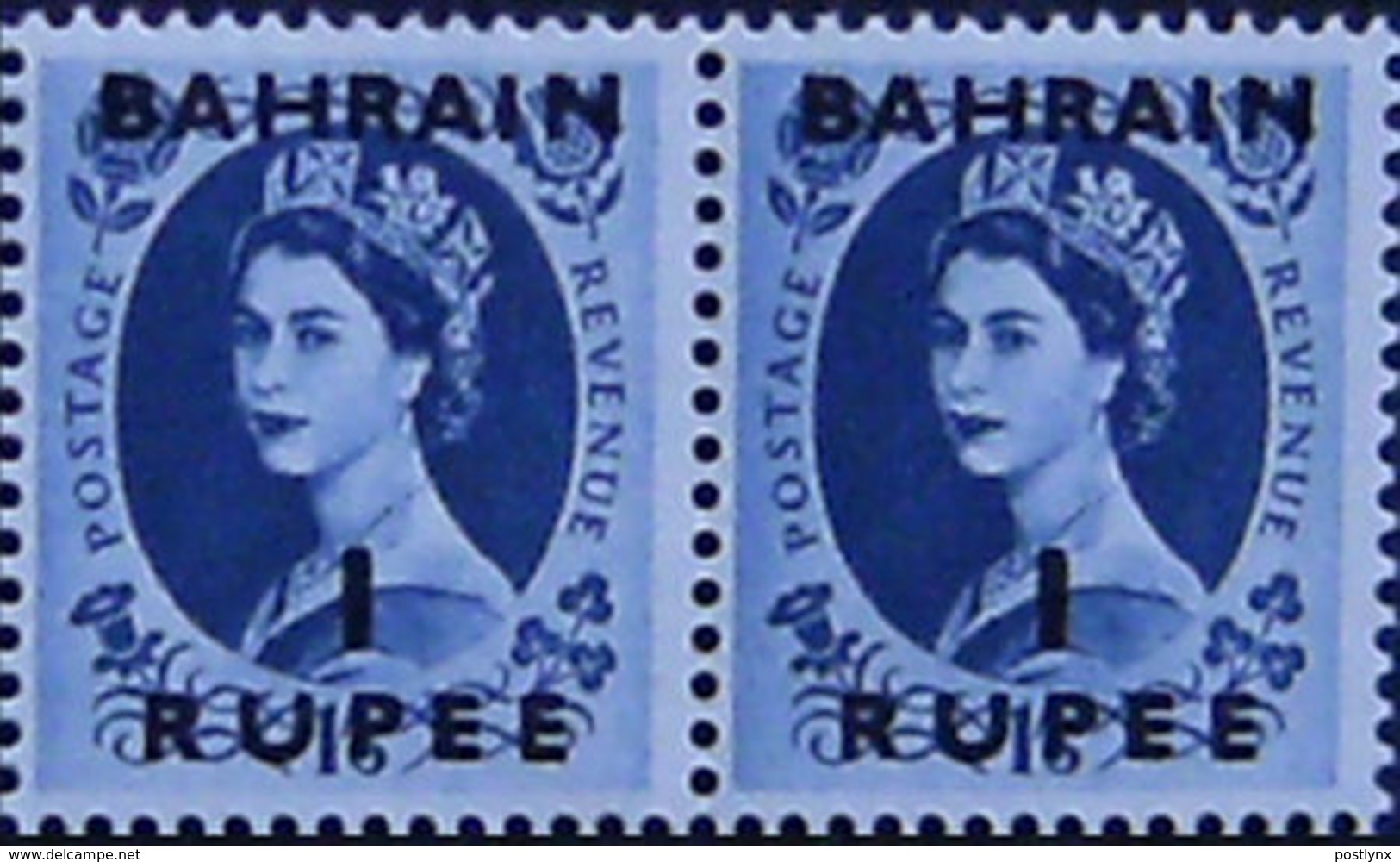 BAHRAIN 1957. Queen Elizabeth 1R OVPT:BAHRAIN PAIR [Aufdruck,surimprimé,sobreimpreso,soprastampato,opdruk] - Bahrein (...-1965)